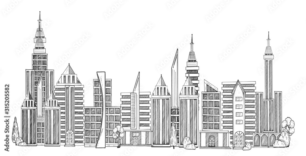 Fototapeta premium Futuristic city architecture sketch