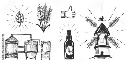 Beer production set for design