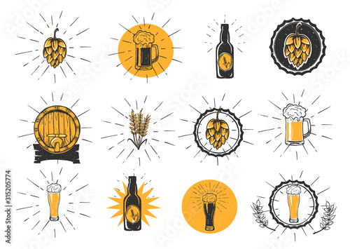 Fotomurale Beer making logo marketing set