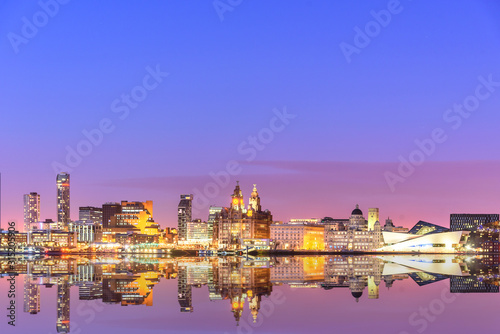  The Liverpool skyline from across Mersey river with all the major buildings