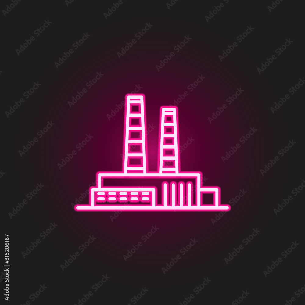 factory neon style icon. Simple thin line, outline vector of landspace icons for ui and ux, website or mobile application