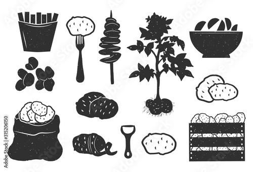 Potato simple silhouette set