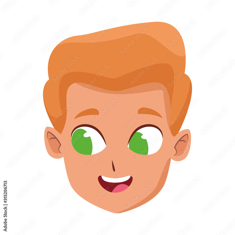 Happy boy with green eyes icon, colorful design Happy boy with green eyes icon, colorful design