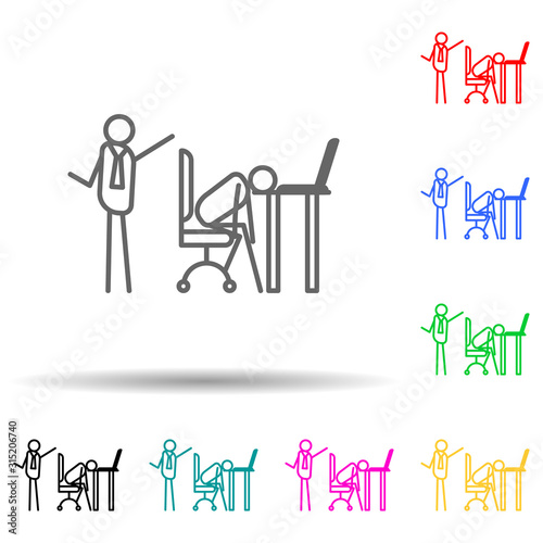 lay off lazy person outline multi color style icon. Simple thin line, outline vector of lazy icons for ui and ux, website or mobile application