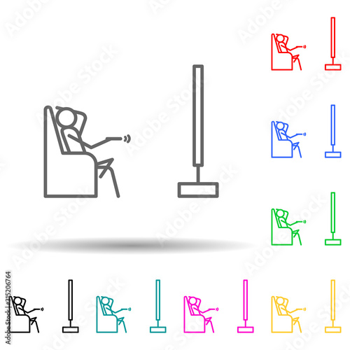 watch TV outline multi color style icon. Simple thin line, outline vector of lazy icons for ui and ux, website or mobile application