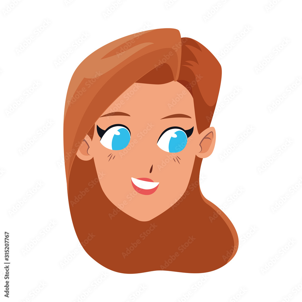 Cute woman face smiling icon, colorful design Cute woman face smiling icon, colorful design