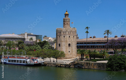 Torre del Oro -Tower of Gold on the bank of the Guadalquivir river, Seville, Spain