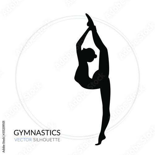 Silhouettes of a gymnastic girl. Vector illustration on white background