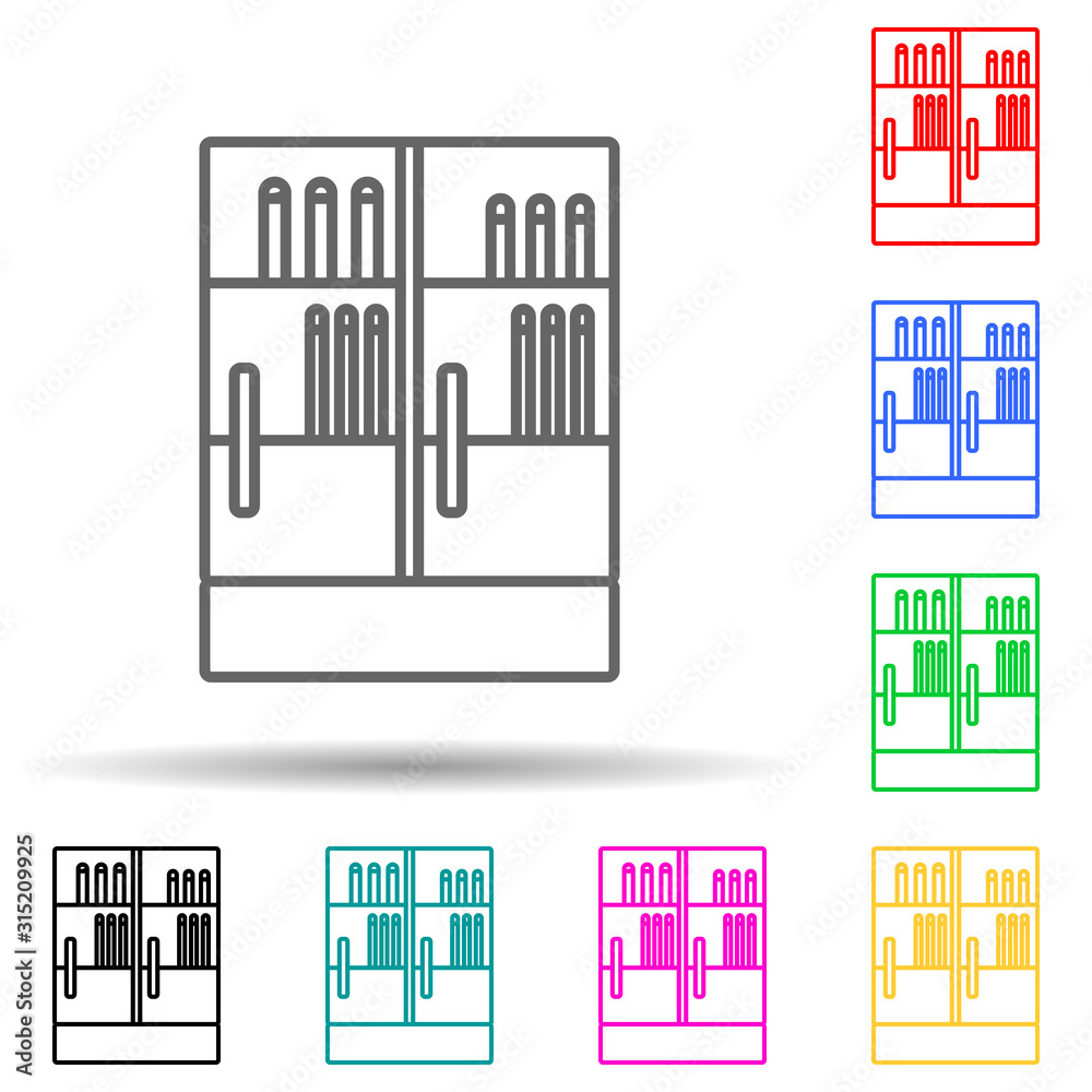 fridge with drinks multi color style icon. Simple thin line, outline vector of mall shopping center icons for ui and ux, website or mobile application