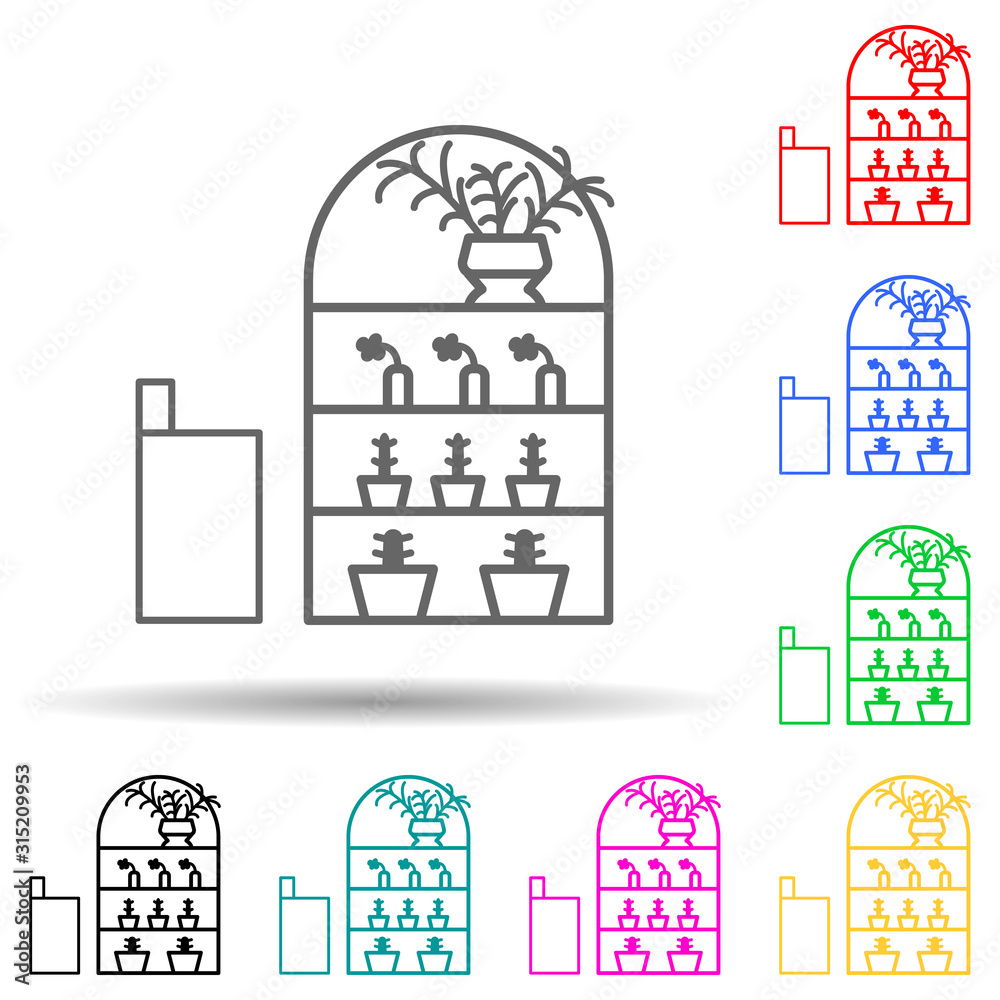 Fototapeta premium counter with plants multi color style icon. Simple thin line, outline vector of mall shopping center icons for ui and ux, website or mobile application