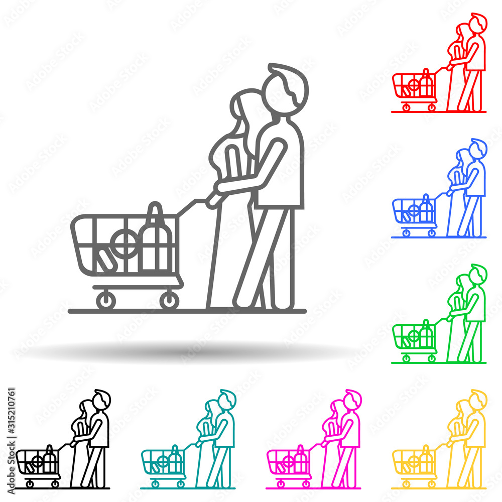 family shopping multi color style icon. Simple thin line, outline vector of mall shopping center icons for ui and ux, website or mobile application