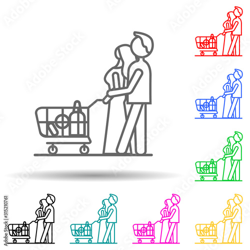 family shopping multi color style icon. Simple thin line  outline vector of mall shopping center icons for ui and ux  website or mobile application
