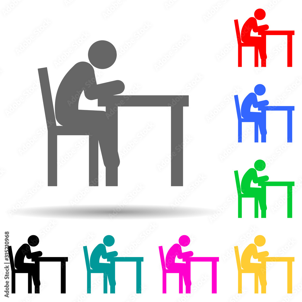 Chair, people multi color style icon. Simple glyph, flat vector of man sitting on icons for ui and ux, website or mobile application Chair, people multi color style icon. Simple glyph, flat vector of man sitting on icons for ui and ux, website or mobile application
