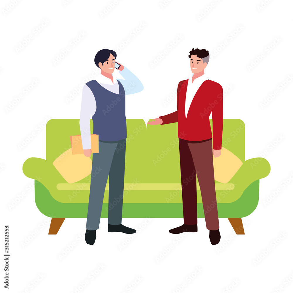 Fototapeta premium businessmen in the living room on white background