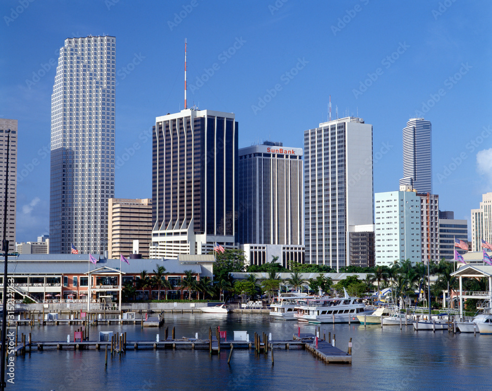 Miami Skyline from Bay, Florida