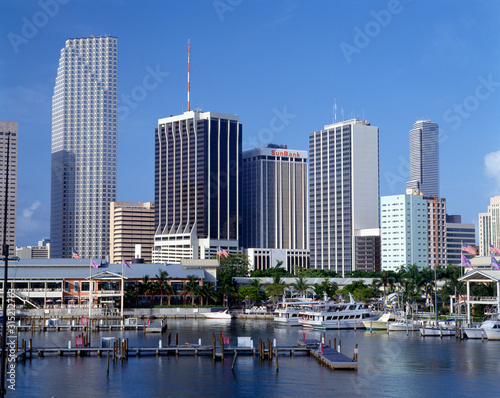 Miami Skyline from Bay  Florida