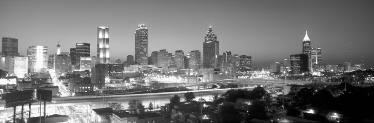 Atlanta Skyline at Dusk (After Olympics), grayscale, Georgia