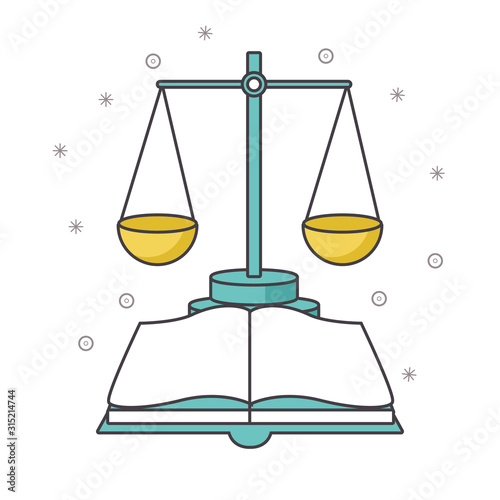 scale and book icon, colorful design