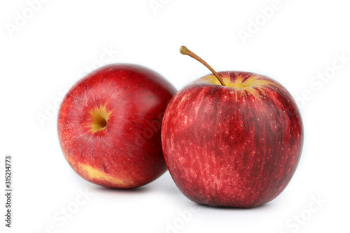 Fresh 2 red apples isolated on white background