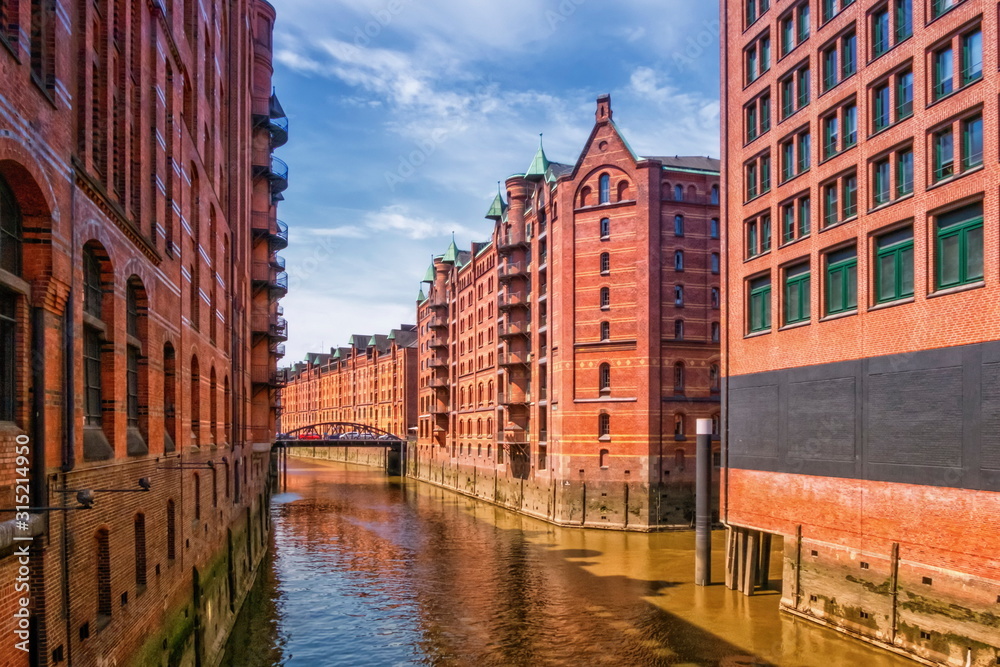 Speicherstadt Warehouses along the Canal, Hamburg, Germany