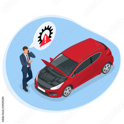 Online roadside assistance. Automobile repair service, Road accident, Car trouble. Broken Car and Emergency Services.
