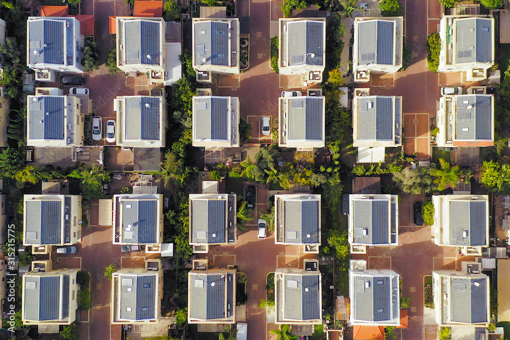 Aerial view of a Middle class Suburban neighbourhood houses. Aerial view of a Middle class Suburban neighbourhood houses.