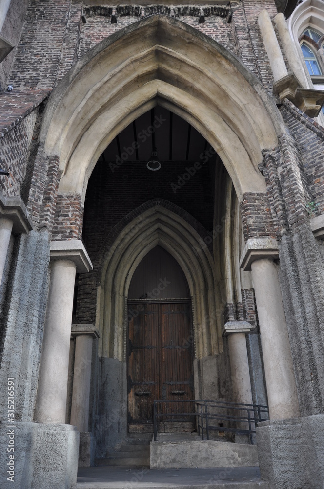 Gothic style doorway at university