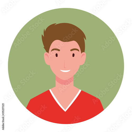 young man on green background circle