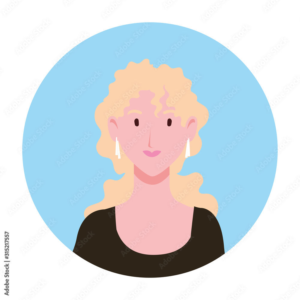 young woman on blue background circle young woman on blue background circle