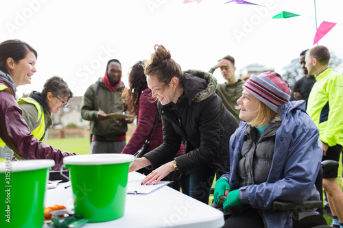 Runners checking in at charity run