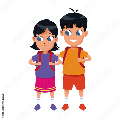 cartoon woman and man standing icon, colorful design