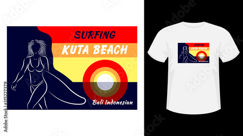 Inscription Surfing Kuta beach print white t-shirt.