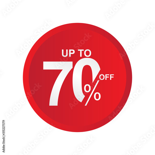 Discount Label up to 70% off Vector Template Design Illustration
