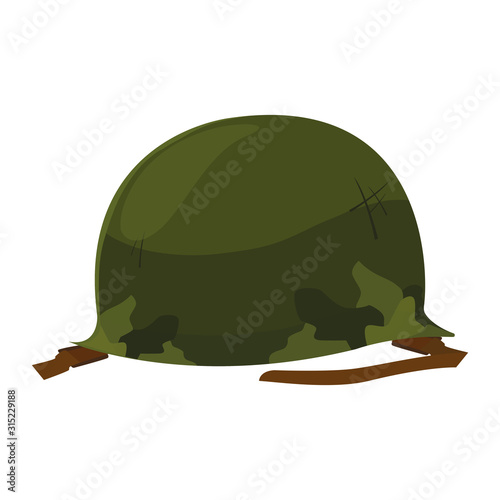 military helmet with camouflage patterns on white background