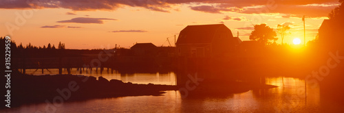Red sunset at Lobster Village, Stonington, Maine