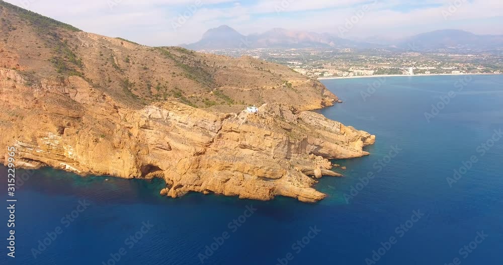 Aerial Drone Shot of Parc Natural de la Serra Gelada, Beautiful Coastline in Spain