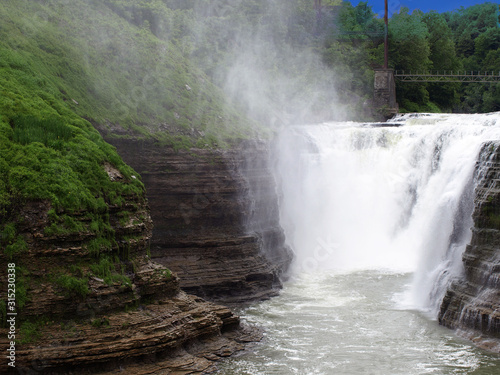 Upper falls in Letchworth State Park  Upstate NY  USA