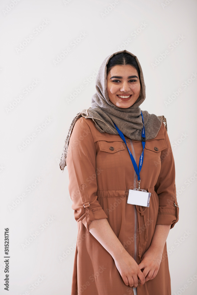 Portrait confident teenage girl wearing hijab Portrait confident teenage girl wearing hijab