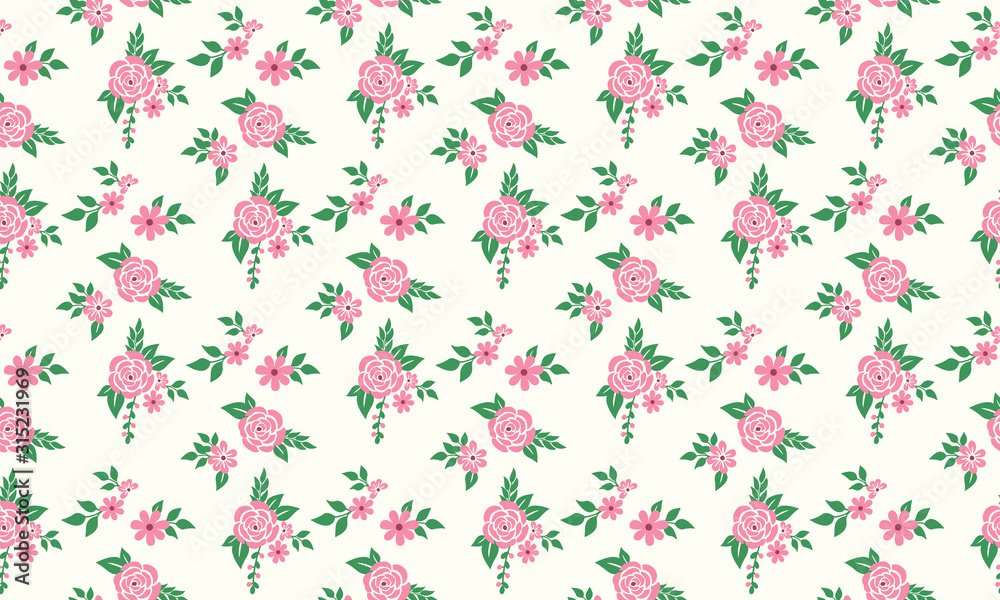 Elegant flower pattern Background for valentine, with seamless of pink rose flower design.
