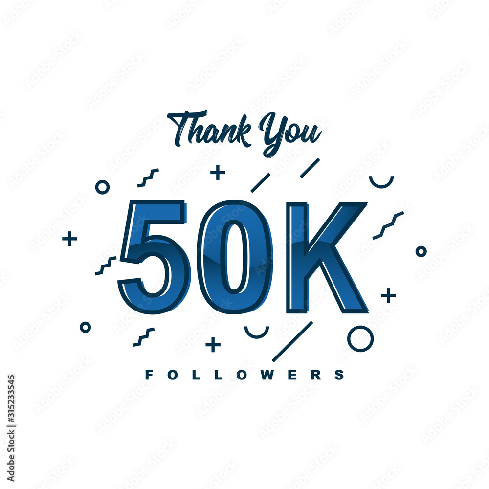 Thank You 50k Followers Template Design Stock Vector | Adobe Stock