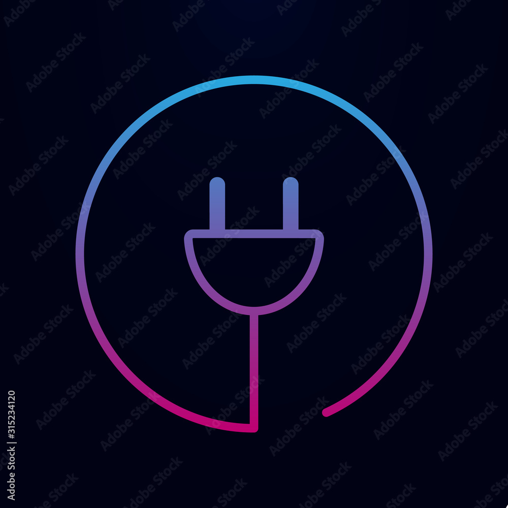 Plug in round nolan icon. Simple thin line, outline vector of web icons for ui and ux, website or mobile application Plug in round nolan icon. Simple thin line, outline vector of web icons for ui and ux, website or mobile application