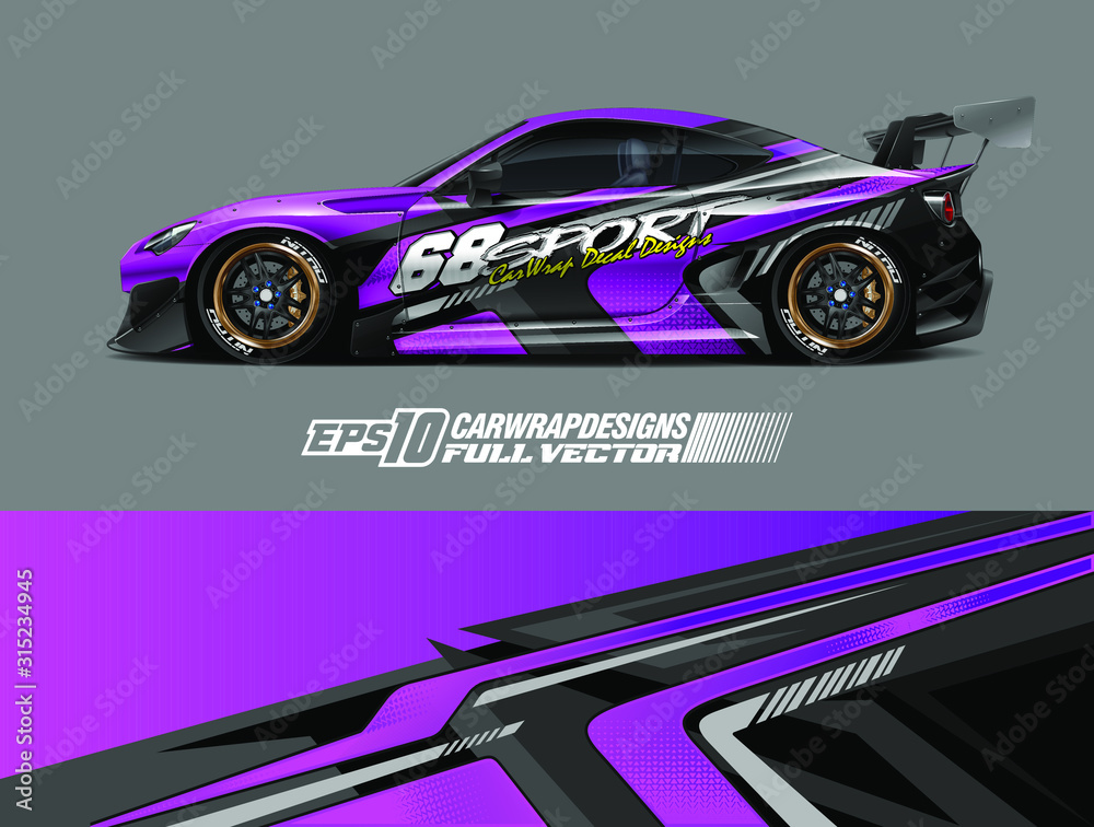 Car wrap design vector. Graphic abstract stripe racing background designs for wrap cargo van, race car, pickup truck, adventure vehicle. Eps 10 Car wrap design vector. Graphic abstract stripe racing background designs for wrap cargo van, race car, pickup truck, adventure vehicle. Eps 10