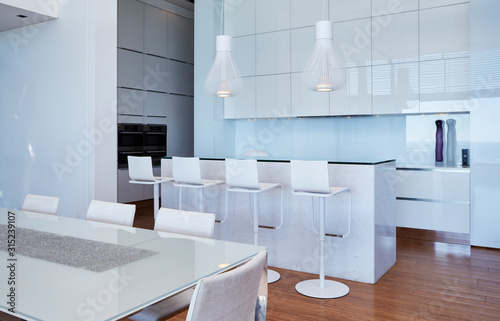 Modern luxury white home showcase kitchen