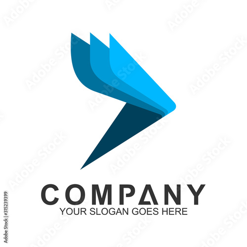 blue arrow logo, fast motion vector, delivery service icon, speed arrow, travel and transportation symbol, media tech logo design, abstract arrow business logo template