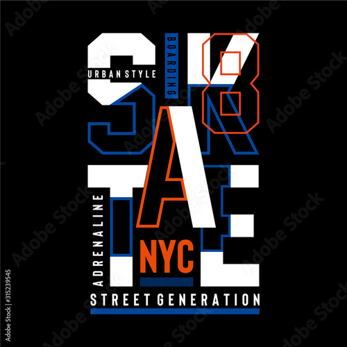 Schilderij op canvas Skate sport typography, t-shirt graphics , vectors
