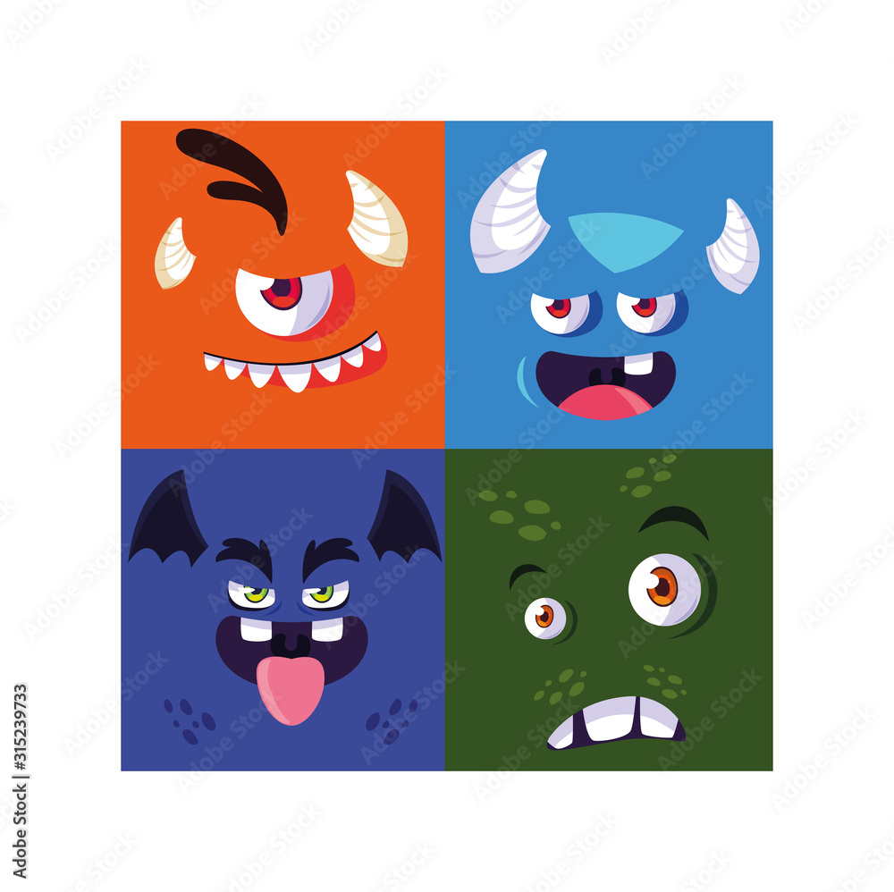Fototapeta premium set of colorful alien monsters