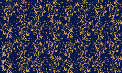 Elegant beautiful Christmas floral pattern, unique template for gold floral wallpaper.