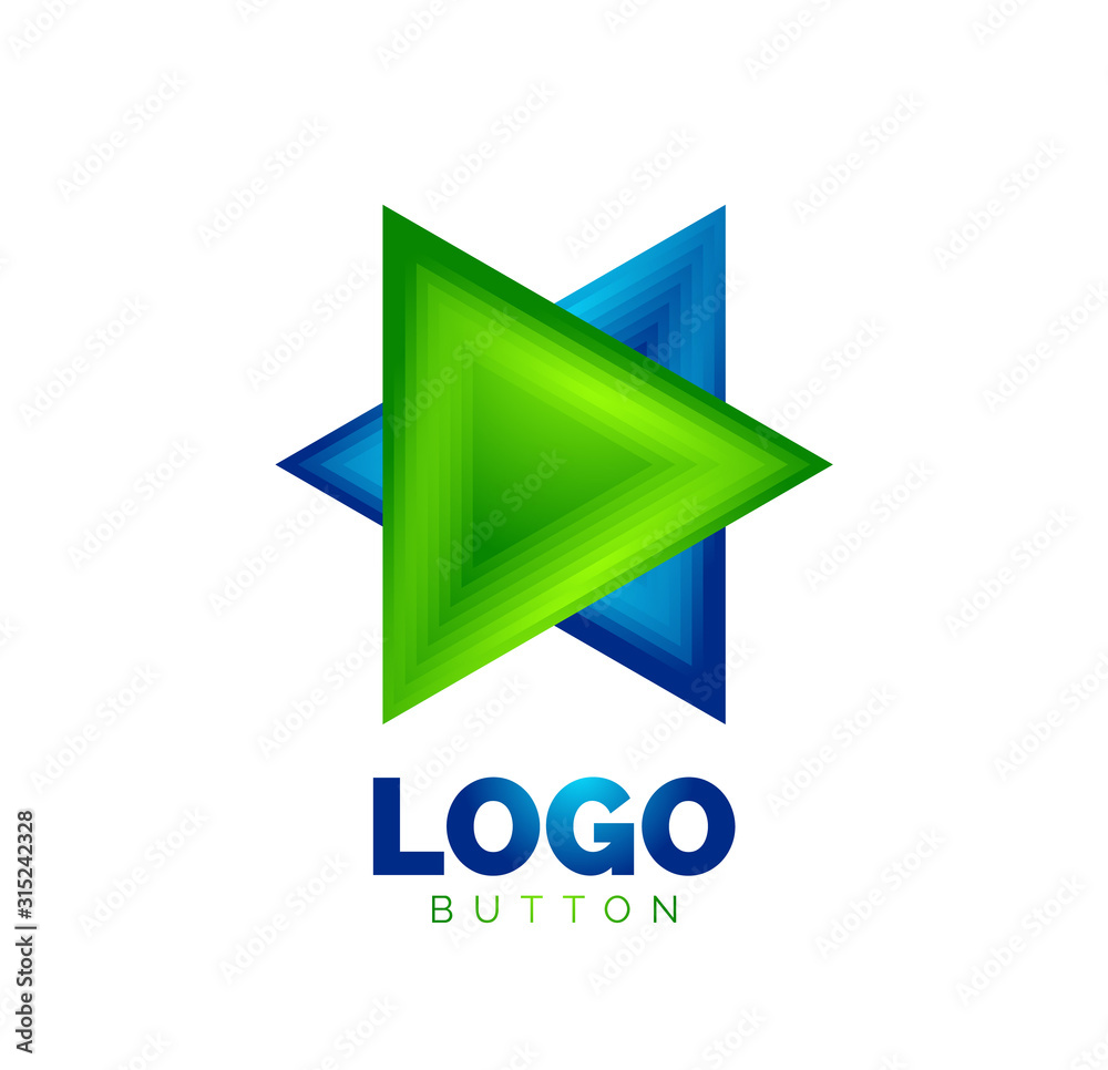 Triangle icon geometric logo template. Minimal geometrical design, 3d geometric bold symbol in relief style with color blend steps effect. Vector Illustration For Button, Banner, Background Triangle icon geometric logo template. Minimal geometrical design, 3d geometric bold symbol in relief style with color blend steps effect. Vector Illustration For Button, Banner, Background