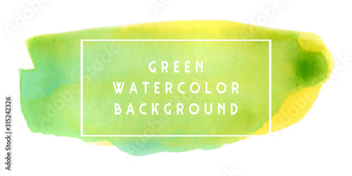 Green watercolour brushstroke in sketch style on white background. Vector watercolour. Modern template design. Vector design element. Colorful artistic background.