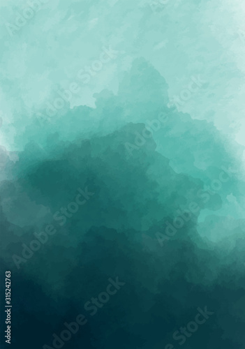 Emerald watercolour background in watercolor style on colorful background. Modern Deep green, great design for any purposes. Creative vector illustration. Grunge, sketch, Splash texture.